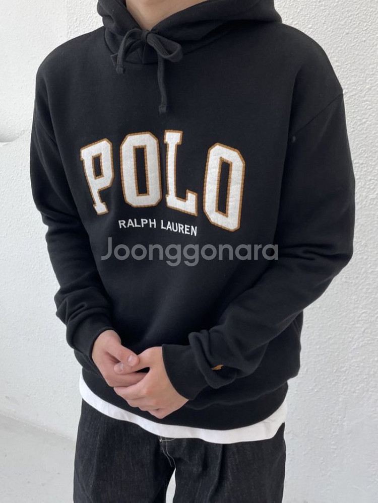 폴로 플리스 로고 후드--7