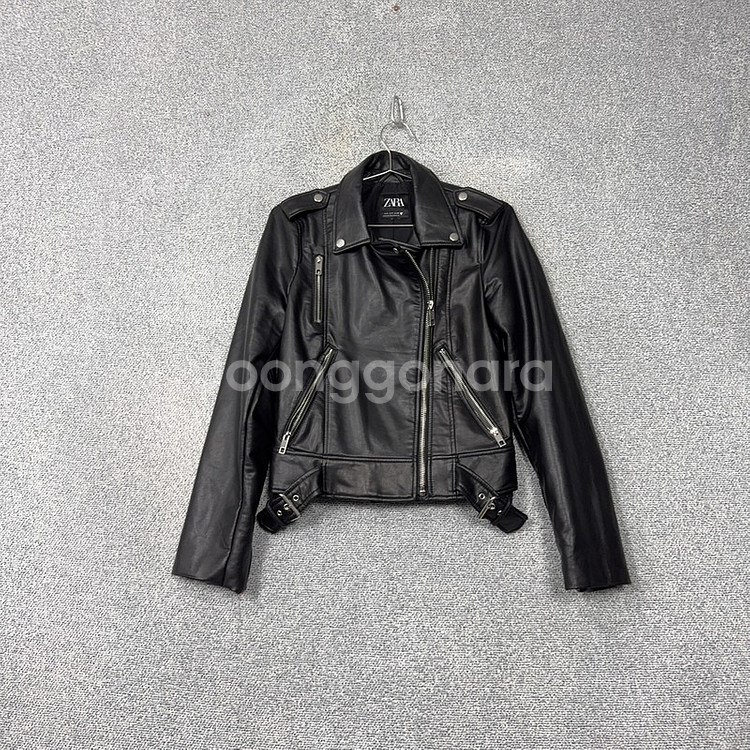 자라 여성 블랙 레더 라이더 자켓 S--0