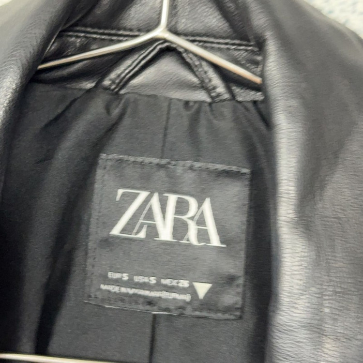 자라 여성 블랙 레더 라이더 자켓 S 이미지