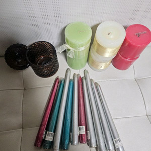 캔들 모음 (원통형, 가는 양초, 홀더)