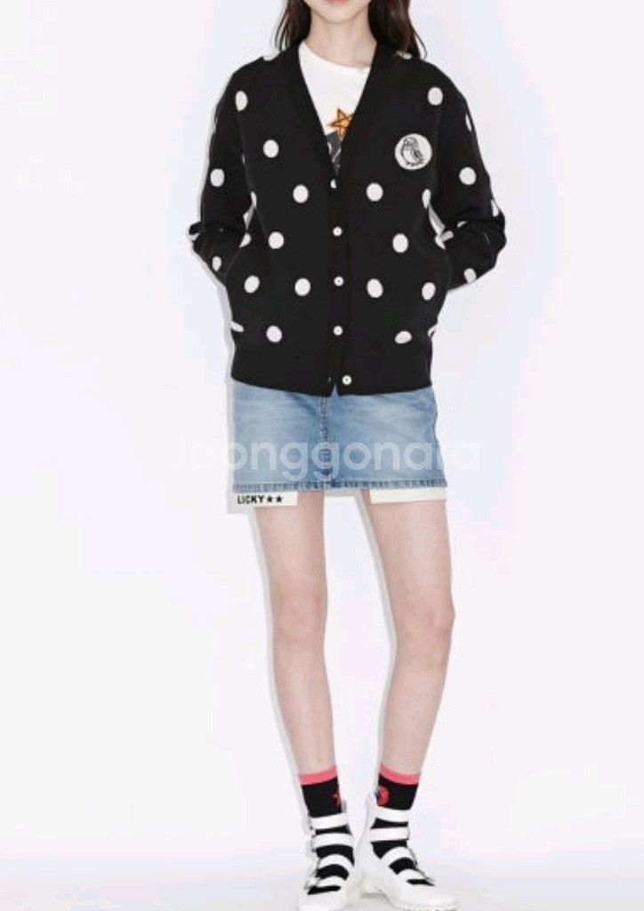 럭키슈에뜨 도트자카드 가디건 free 운포--2