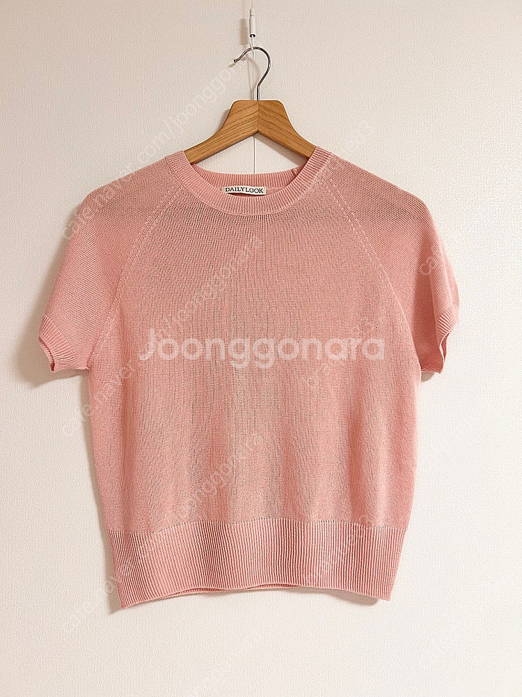 데일리룩 썸머홀가 반팔니트 핑크 free사이즈--0