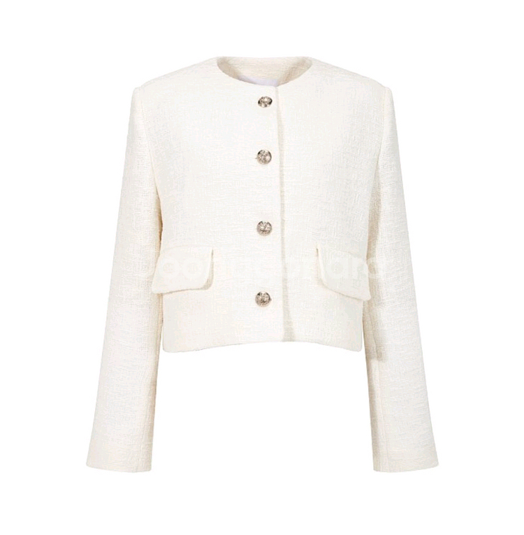 [새상품]보브(VOV) 크롭트 버튼업 트위드 자켓--3