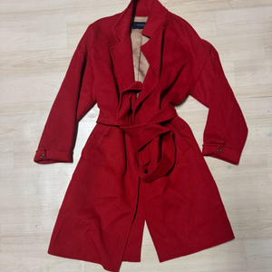 여성 모조에스핀 이쁜 레드 벨티드 코트