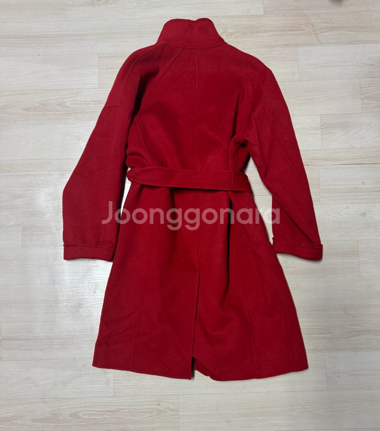여성 모조에스핀 이쁜 레드 벨티드 코트--1