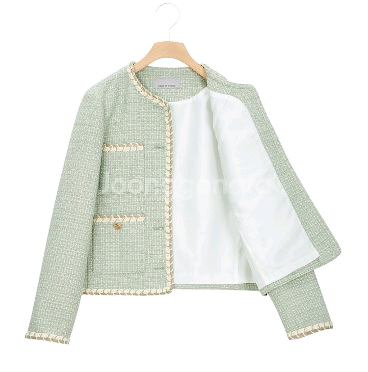 [새상품]보브(VOV) 배색 트리밍 버튼업 트위드 자켓--6