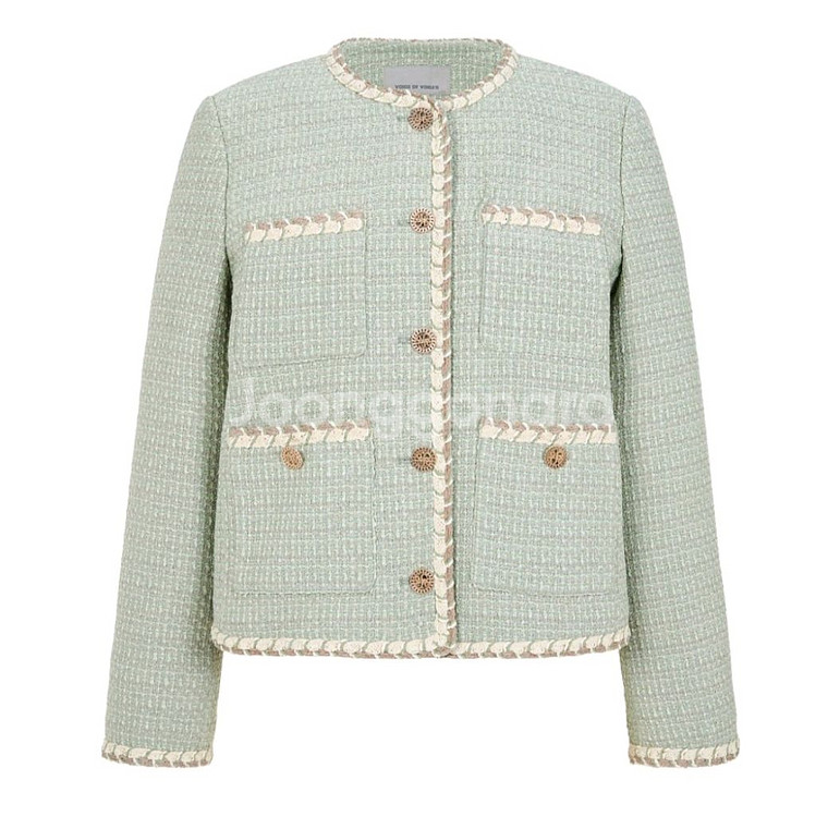 [새상품]보브(VOV) 배색 트리밍 버튼업 트위드 자켓--4