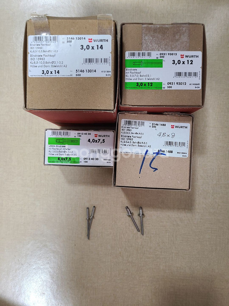 (미사용)독일산(스텐)블라인드 리벳 팝니다.(내용필)--0