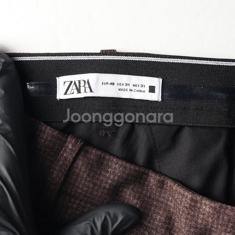 [M]자라 W31 브라운 잔체크 슬랙스 팬츠 바지--5