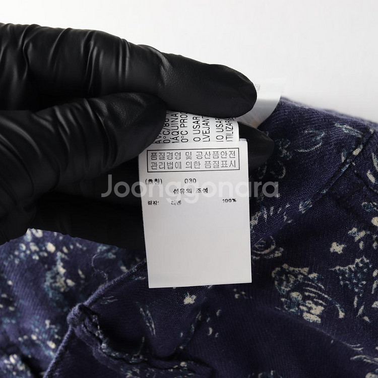 [M]자라 맨 린넨100% 네이비 패턴 스트링 치노팬츠--6