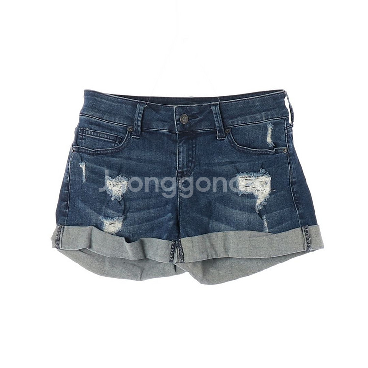 [M]게스 W28 진청 데미지 롤업 쇼츠 청반바지--0