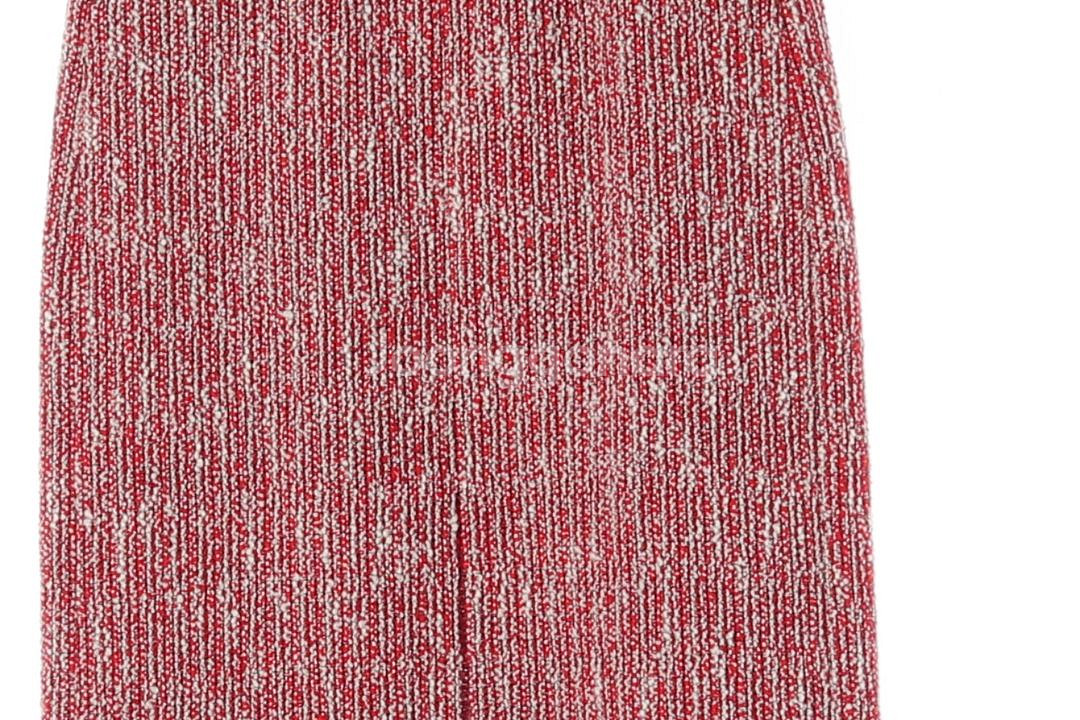 [S]maje마쥬 레드 트위드 슬릿 롱 스커트 치마--2