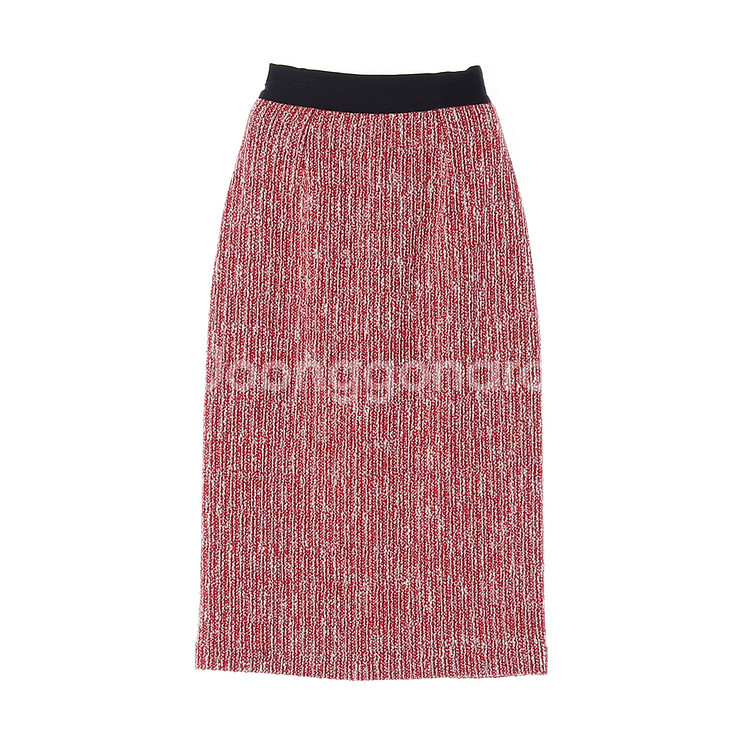 [S]maje마쥬 레드 트위드 슬릿 롱 스커트 치마--4