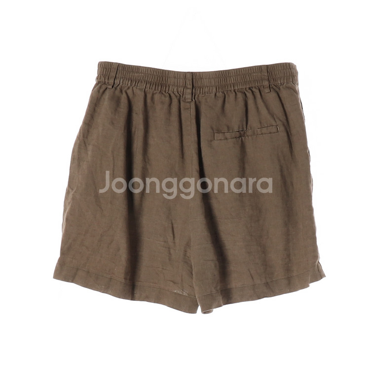 [M]자라 린넨100% 브라운 뒷밴딩 쇼츠 반바지 치노--3