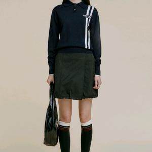 새상품) 럭키마르쉐 스트링 벌룬 미니 스커트 치마 블랙