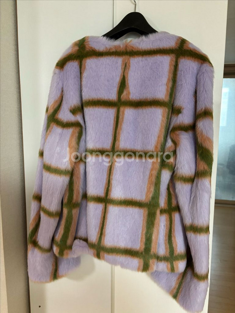 [미사용]부부리 체크 미니 퍼 코트 에코퍼 페이크퍼--1