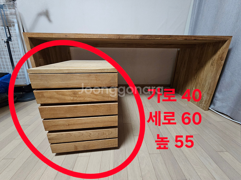세덱 에스니크래프트 책상(길이180) 및 서랍장 협탁--6