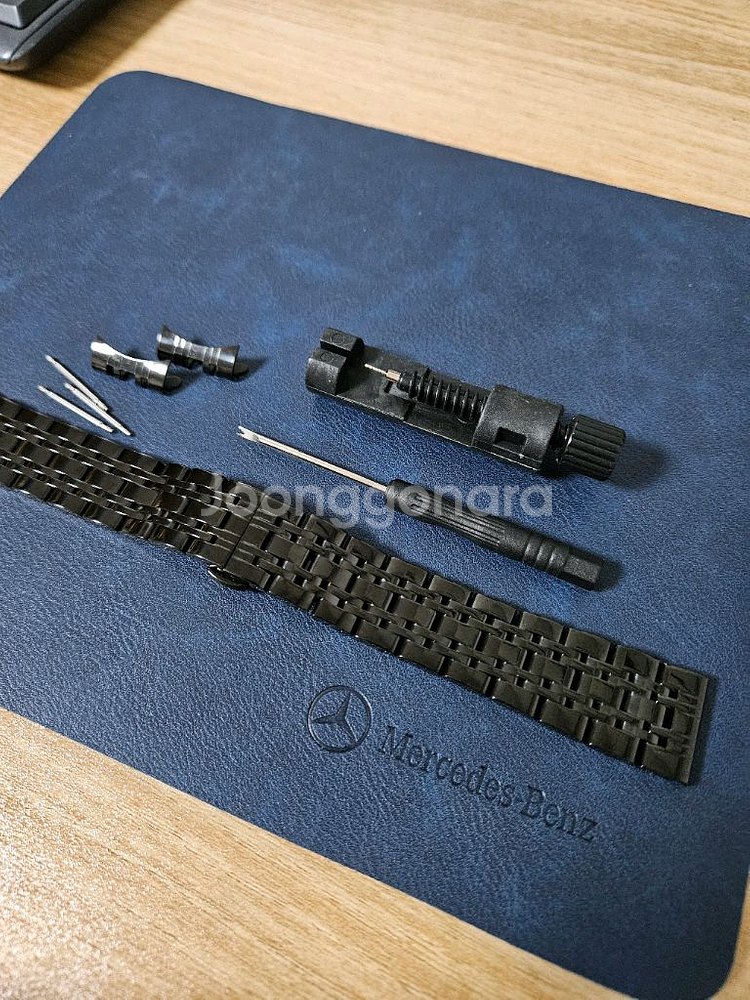 블랙 메탈 시계줄 + 공구 세트 20mm 304L써지컬--3