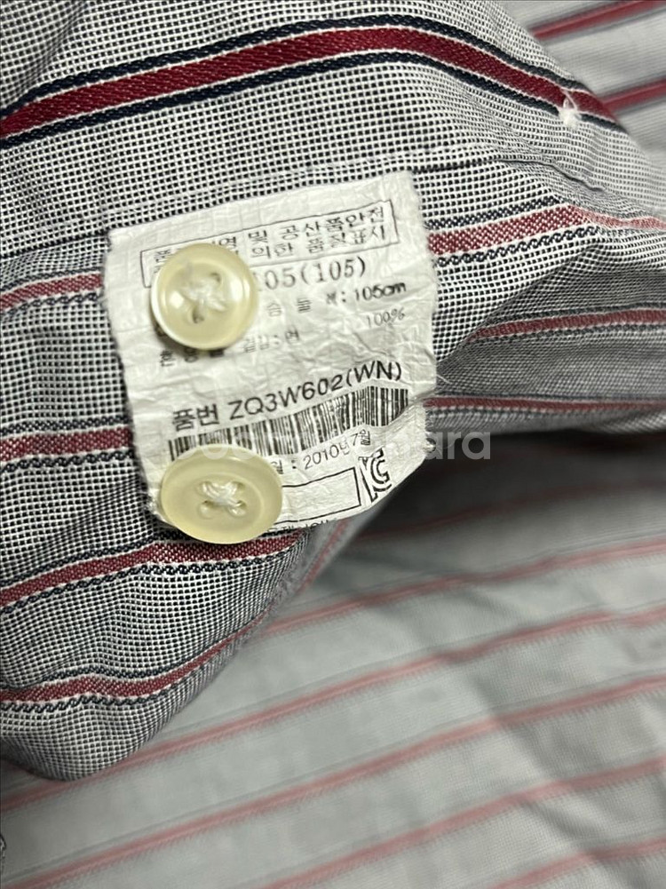(거의새것) 올젠 OLZEN 스트라이프 면 셔츠 105--5