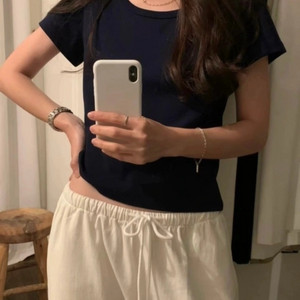 OUNCE 온스 센슈얼 하프 티셔츠 네이비 새제품