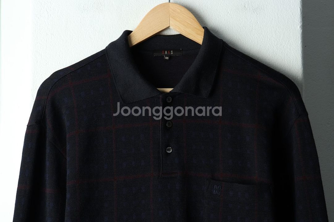 (XL) 닥스 카라 긴팔티셔츠 니트 패턴 블랙--2