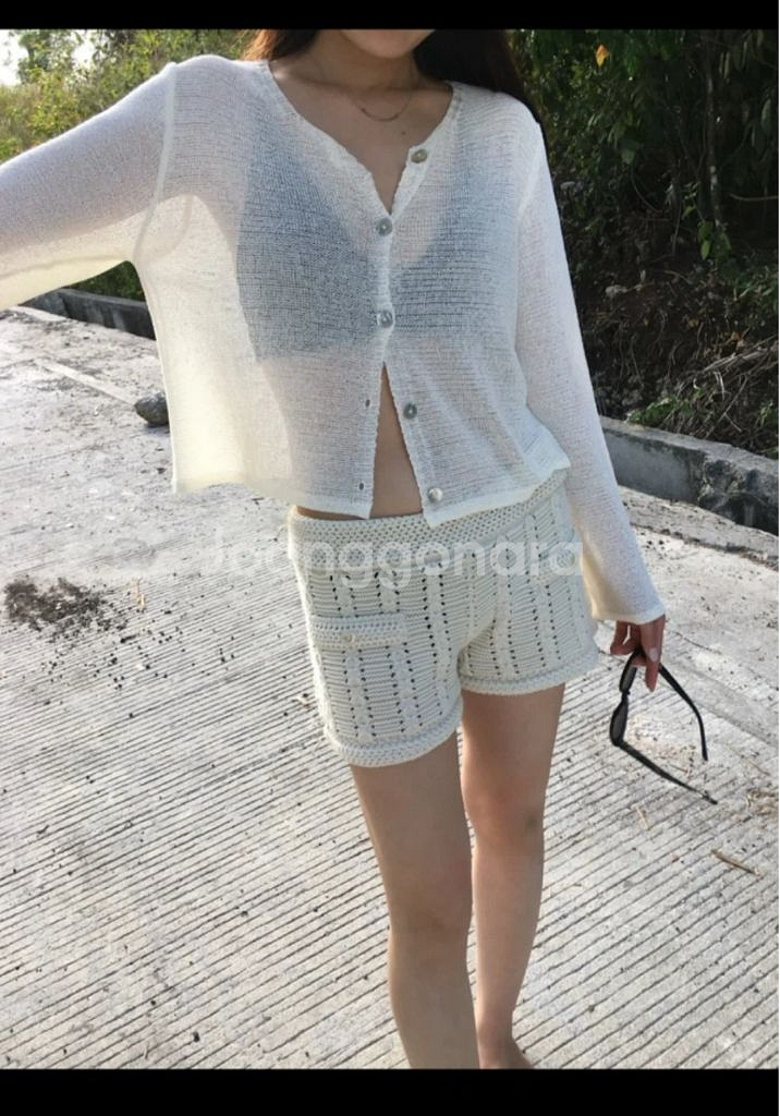 베지터블 vegetable 테이프 가디건 아이보리새제품--3