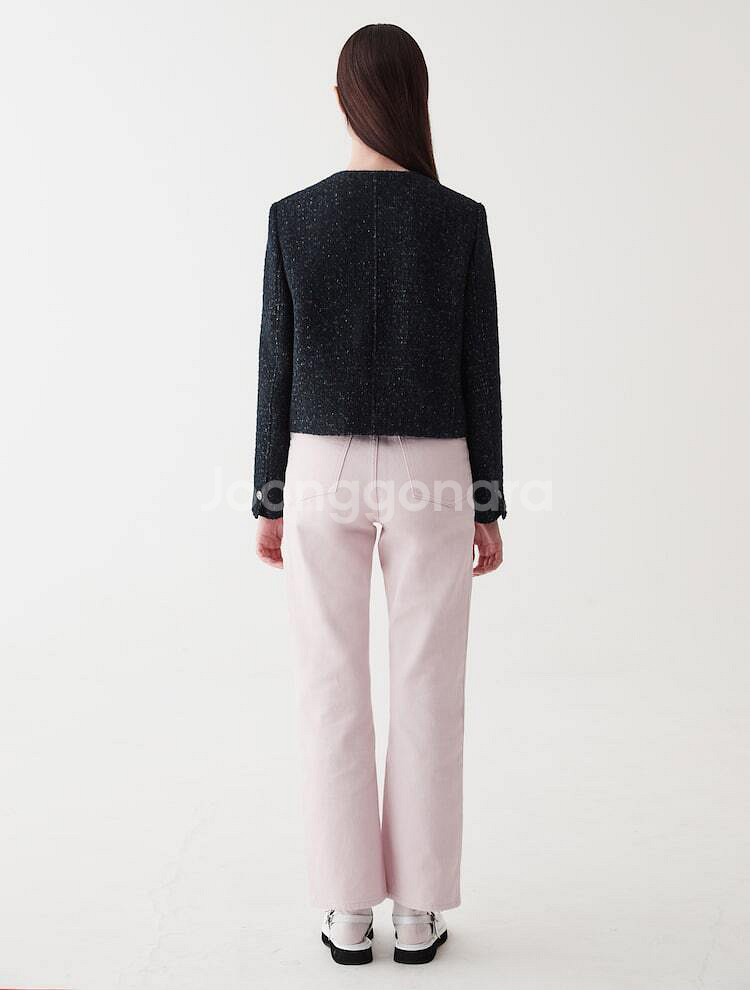 23년 구호플러스 울 부클 트위드자켓 싱글버튼네이비크롭--4