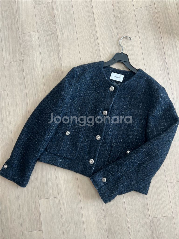 23년 구호플러스 울 부클 트위드자켓 싱글버튼네이비크롭--5