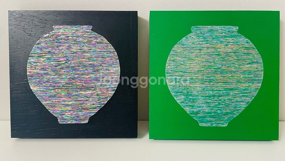 자개달항아리 자개그림 20x20 (검정색)--2