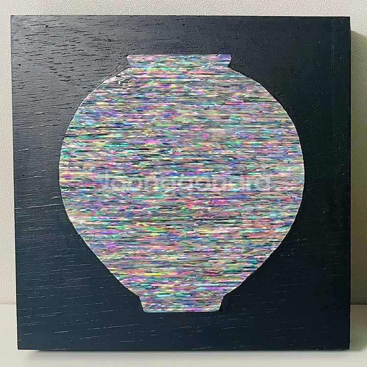 자개달항아리 자개그림 20x20 (검정색)--1
