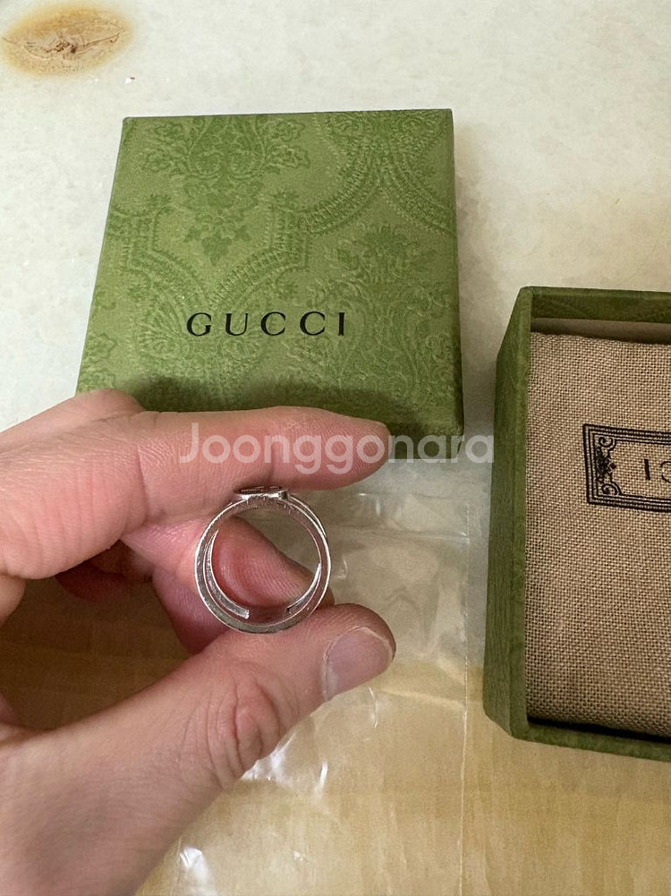 구찌인터로킹 g와이드 반지 18호--4