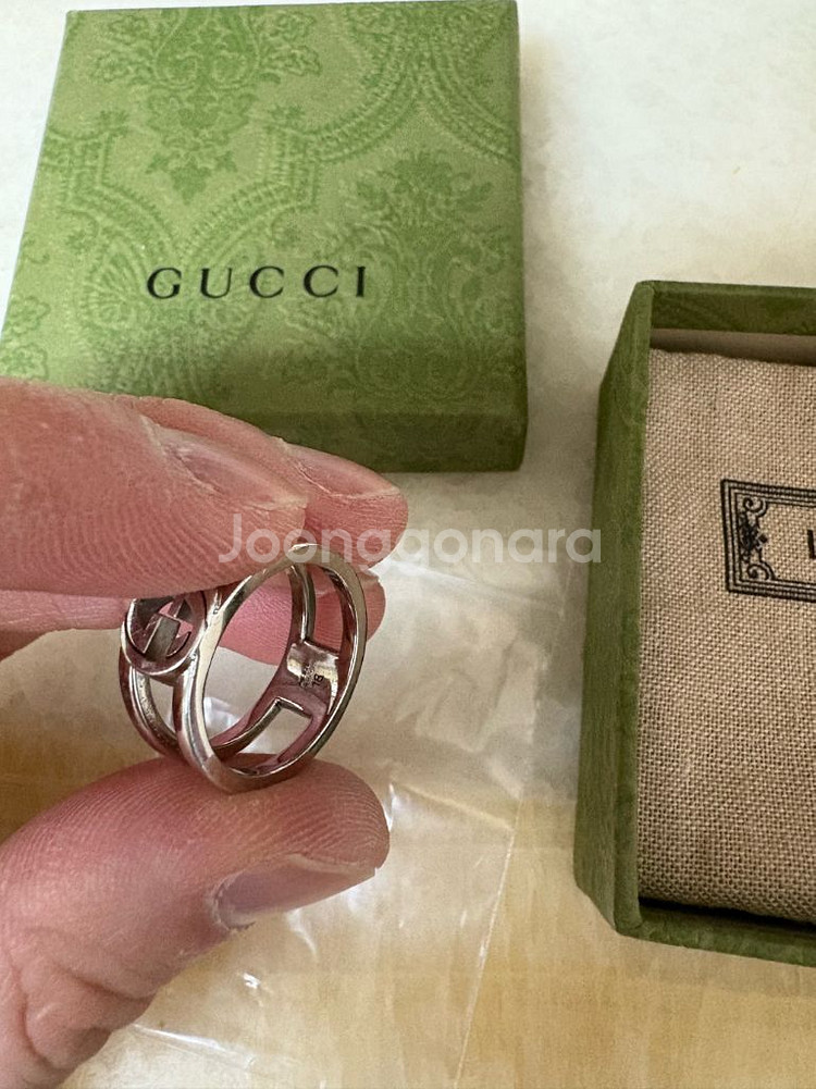 구찌인터로킹 g와이드 반지 18호--5