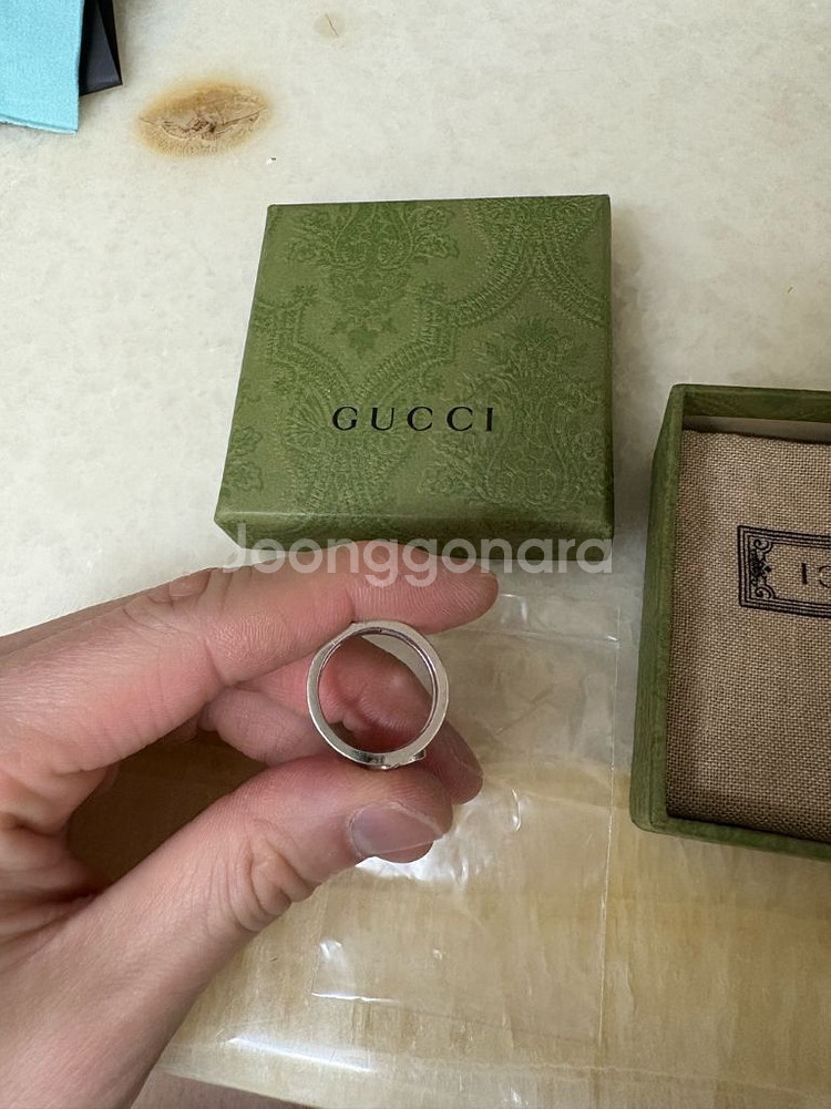 구찌인터로킹 g와이드 반지 18호--3