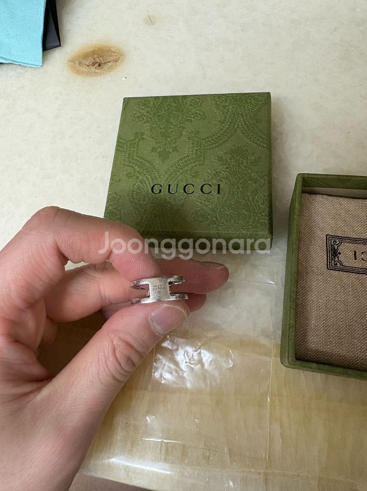 구찌인터로킹 g와이드 반지 18호--2