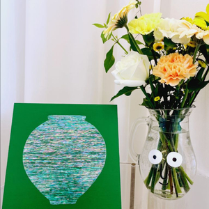 자개달항아리 자개그림 20x20(초록색)