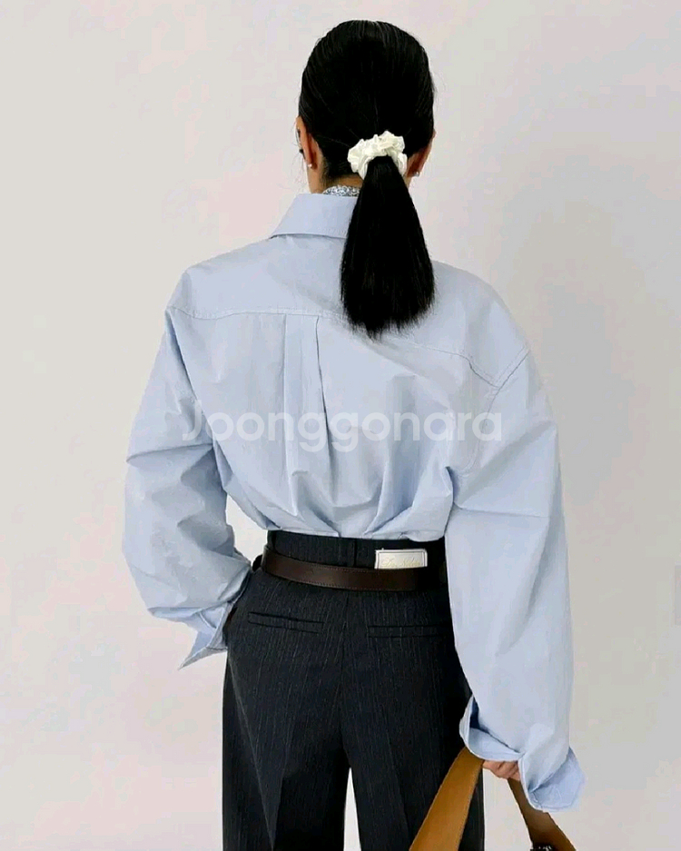드노리타 랩클로져 옥스퍼드 셔츠- 블루,프리--2