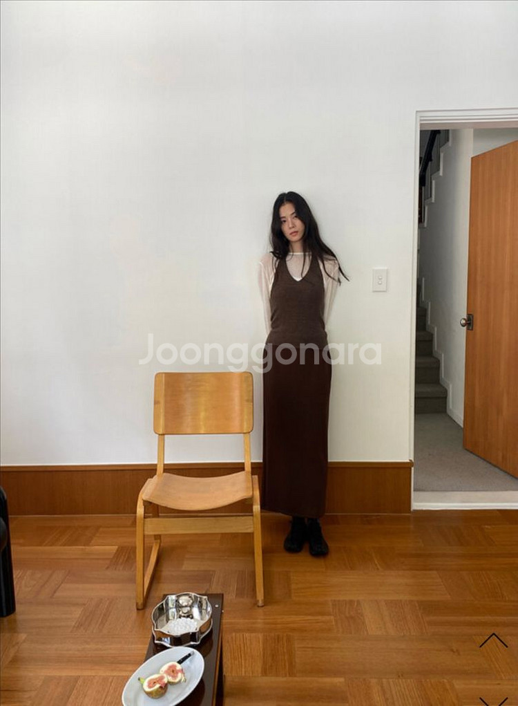 킨다베이지 코비 스트링 저지 맥시 스커트 브라운 숏m--0