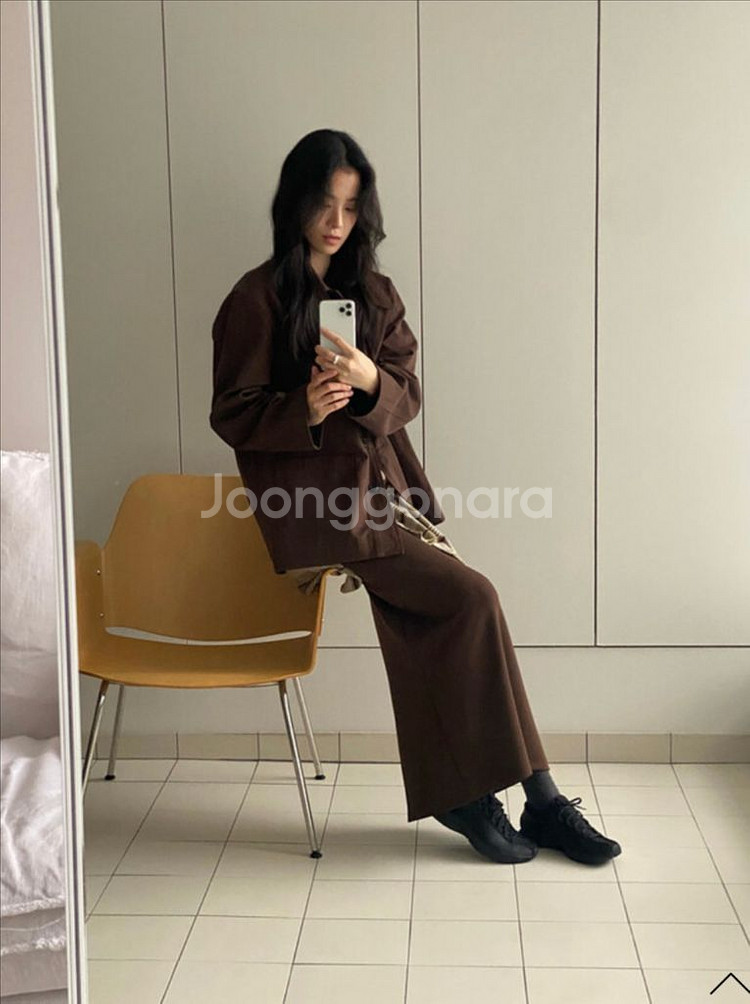 킨다베이지 코비 스트링 저지 맥시 스커트 브라운 숏m--2