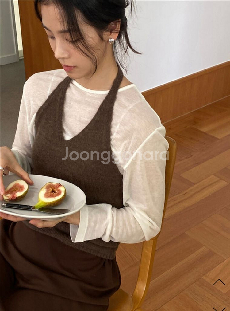 킨다베이지 코비 스트링 저지 맥시 스커트 브라운 숏m--3