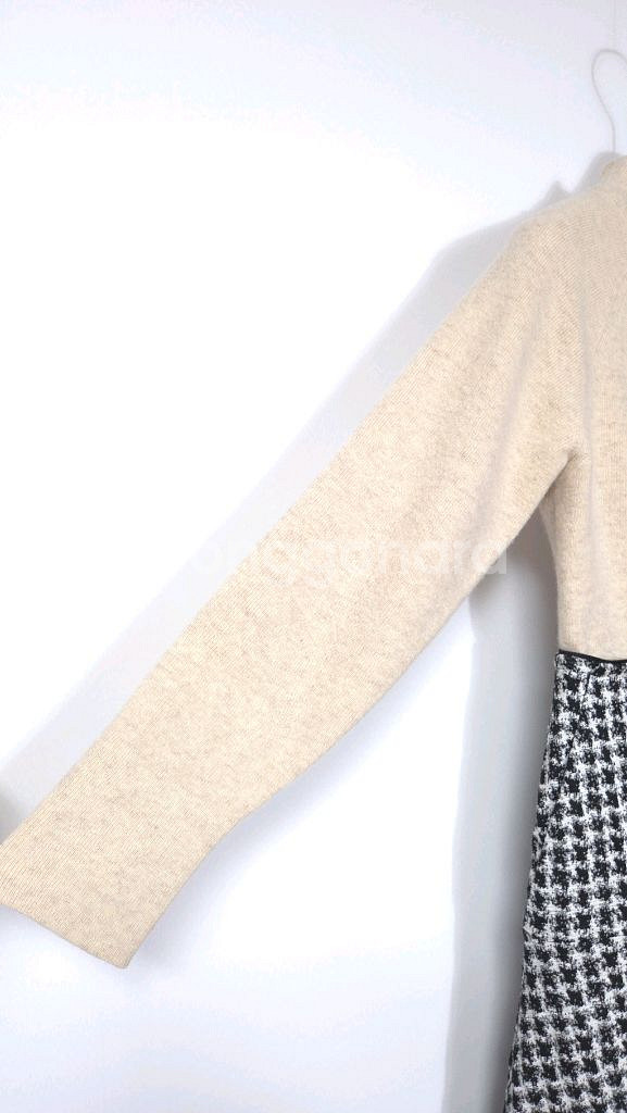 한섬 마인 니트 배색 언밸런스 체크 원피스 44~55--3