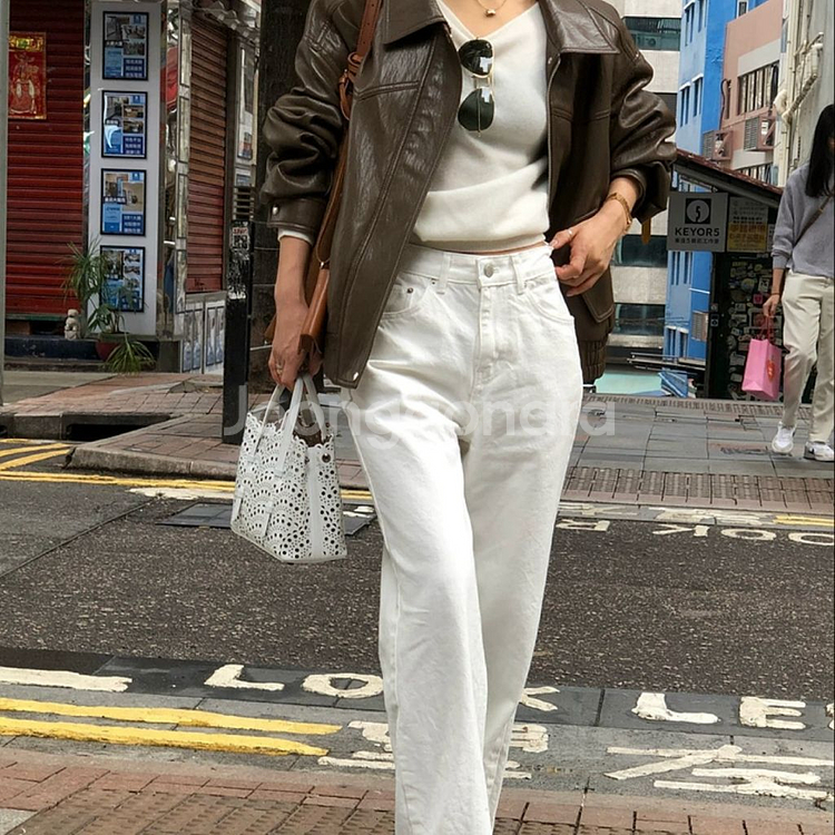 프레쉬라벨 레더자켓 브라운 새상품--2