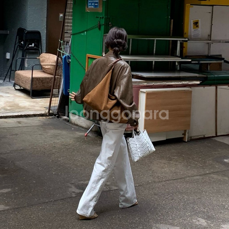 프레쉬라벨 레더자켓 브라운 새상품--3