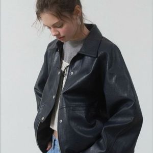 포에토 레더자켓 네이비