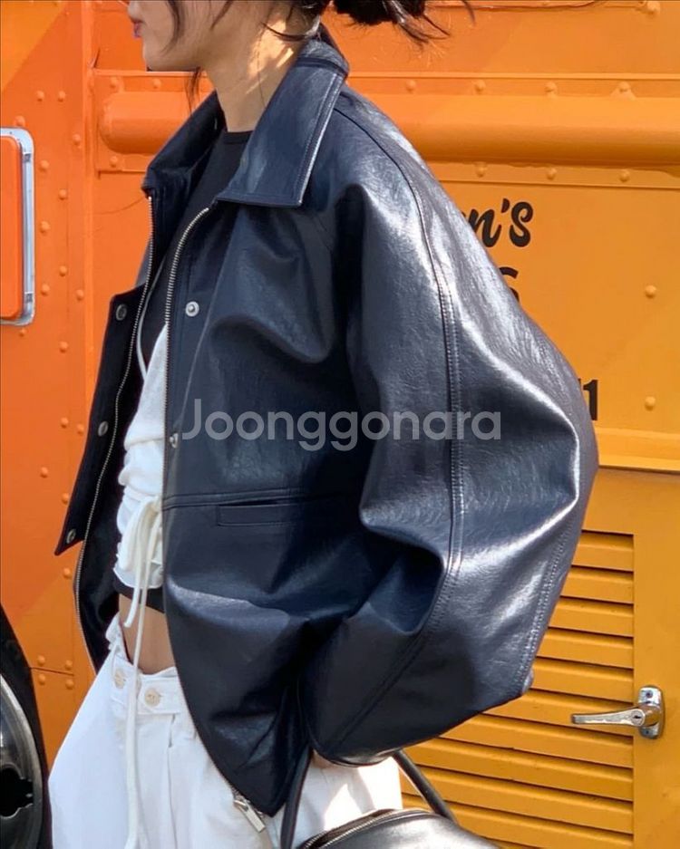 포에토 레더자켓 네이비--4