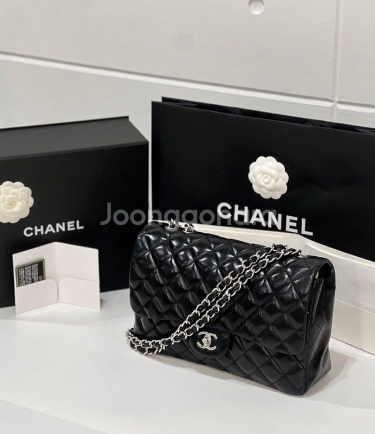 샤넬 클래식 램스킨 라지 점보 은장--0