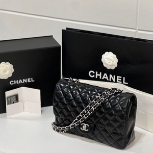 샤넬 클래식 램스킨 라지 점보 은장