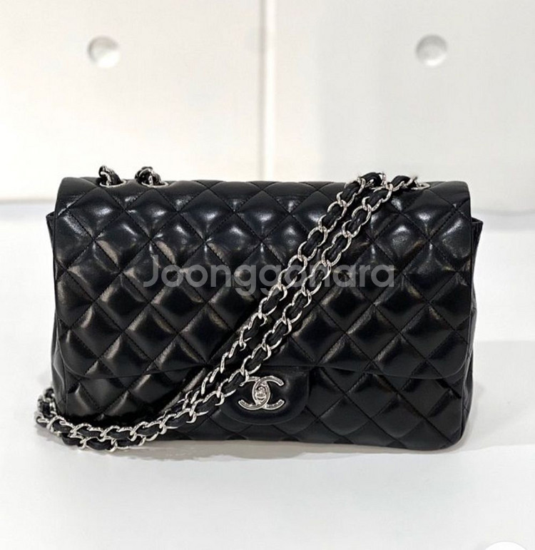 샤넬 클래식 램스킨 라지 점보 은장--1