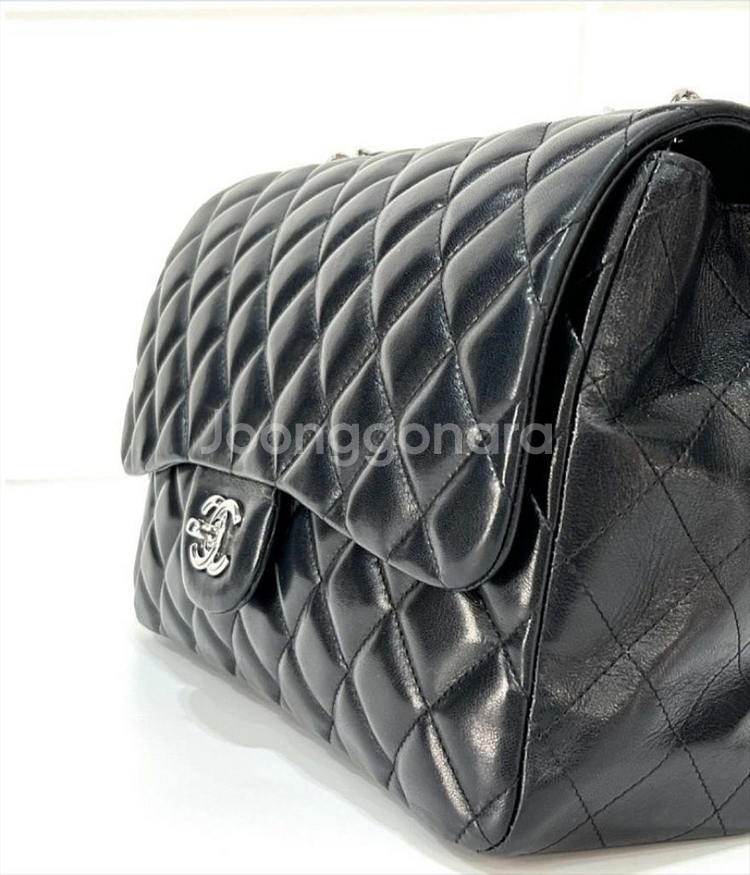 샤넬 클래식 램스킨 라지 점보 은장--3
