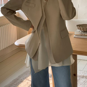 플라이모델 브이넥 자켓 베이지