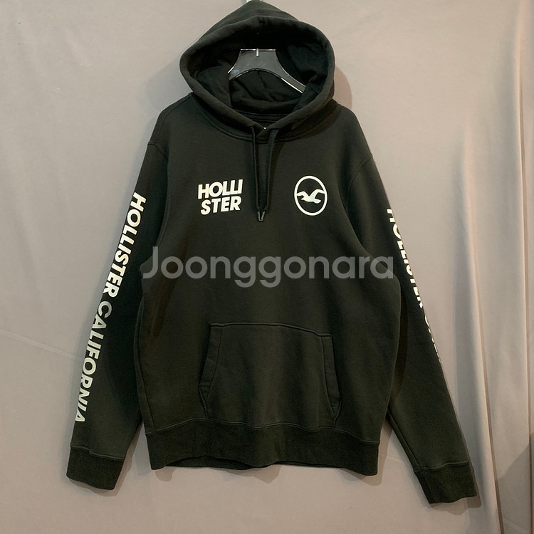 XL 홀리스터 레터링 프린팅 오버핏 기모 후드티--0